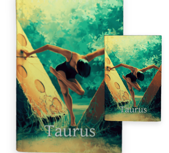 Artistic depiction of a dancer with Taurus symbol and constellation.