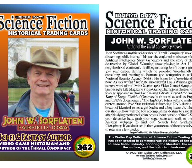 Cover of Science Fiction Historical Trading Cards featuring John W. Sorflaten.