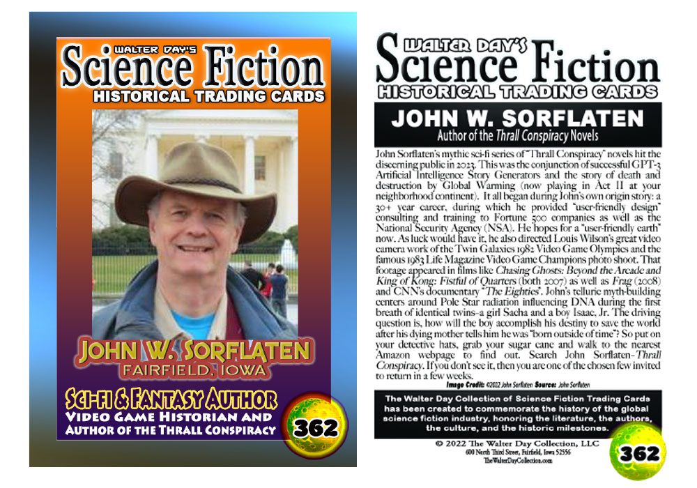 Cover of Science Fiction Historical Trading Cards featuring John W. Sorflaten.